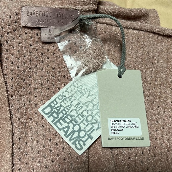 Barefoot Dreams CozyChic Ultra Lite Open Stich Long Cardi - Sz L - Picture 6 of 15